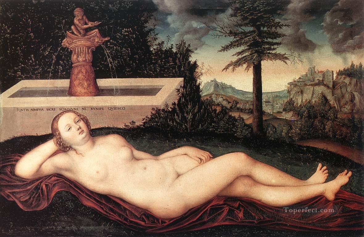 Reclining River Nymph At The Fountain Lucas Cranach the Elder Oil Paintings